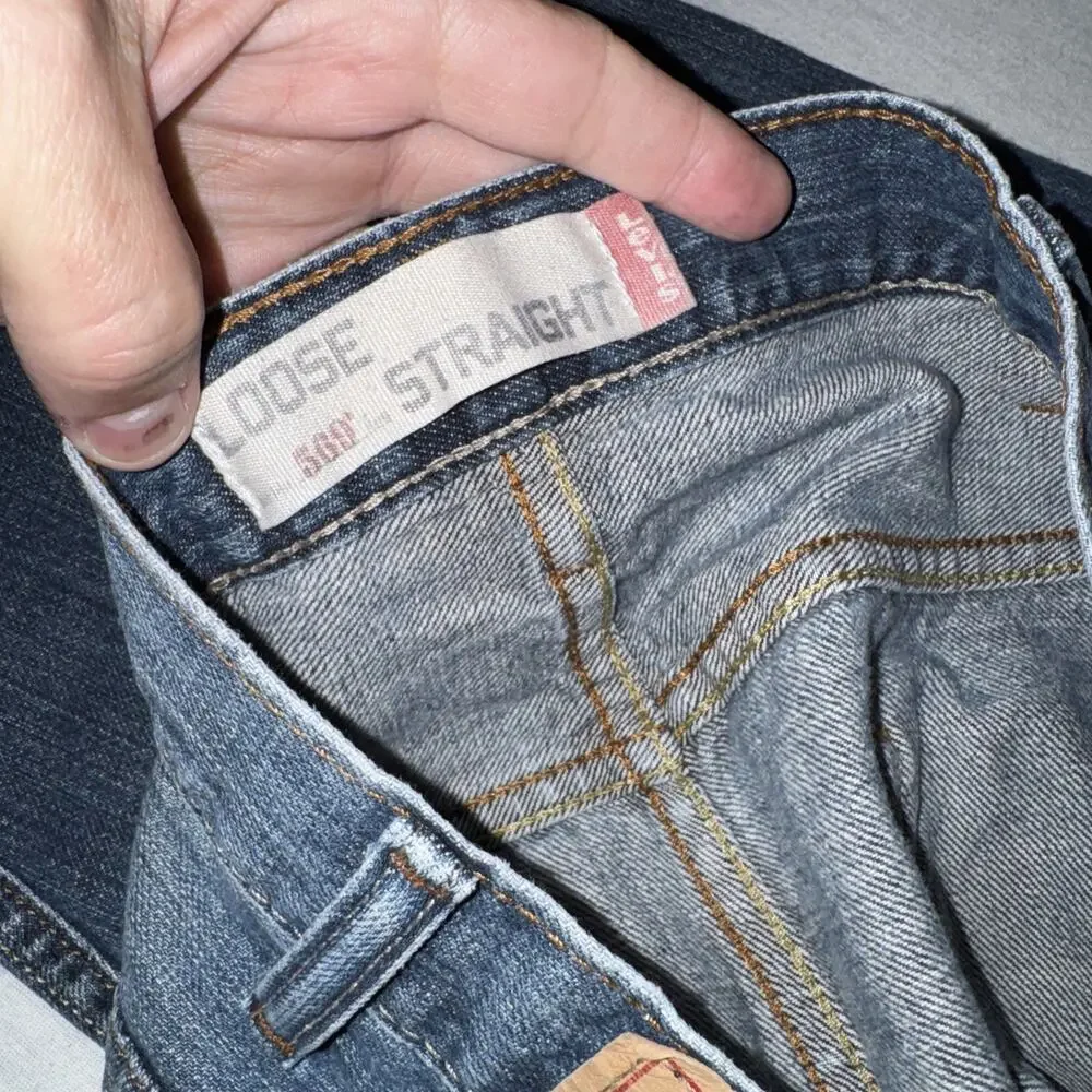 vintage Levi's 569 Loose Straight Jean's Men's 38x34 Pants Blue Denim Baggy